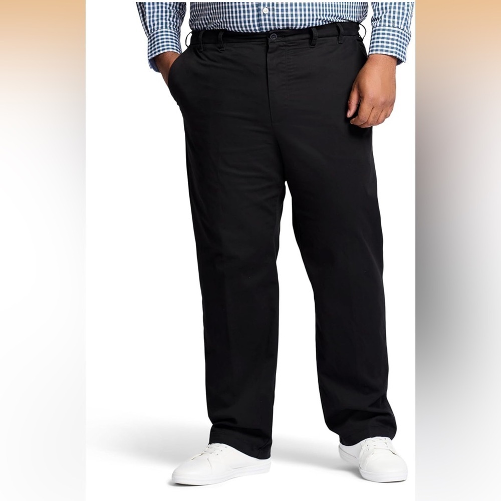 IZOD Big & Tall Double Pleat Pants - Black W52 x L30